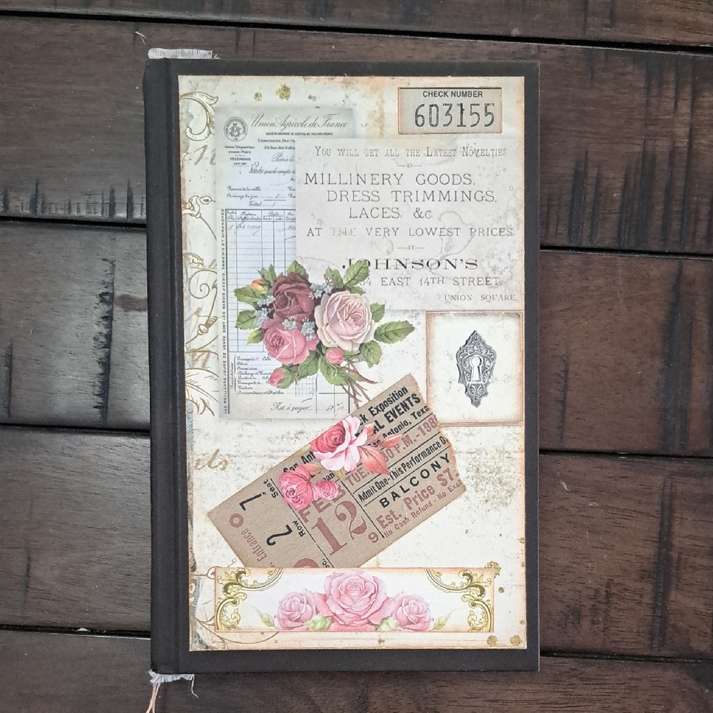 Vintage Floral Journal with Black Spine
